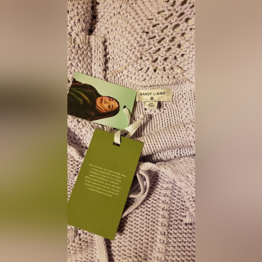 Sandy Liang (For Target) Off-the-Shoulder Lavender Sweater - Picture 10 of 12